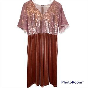 Sequin & Velvet Midi Dress